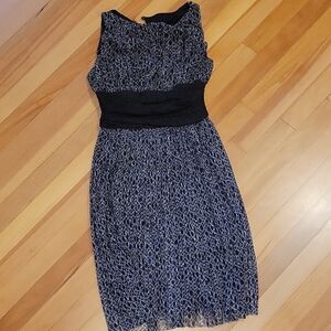 London Times Elegant Black Midi Dress